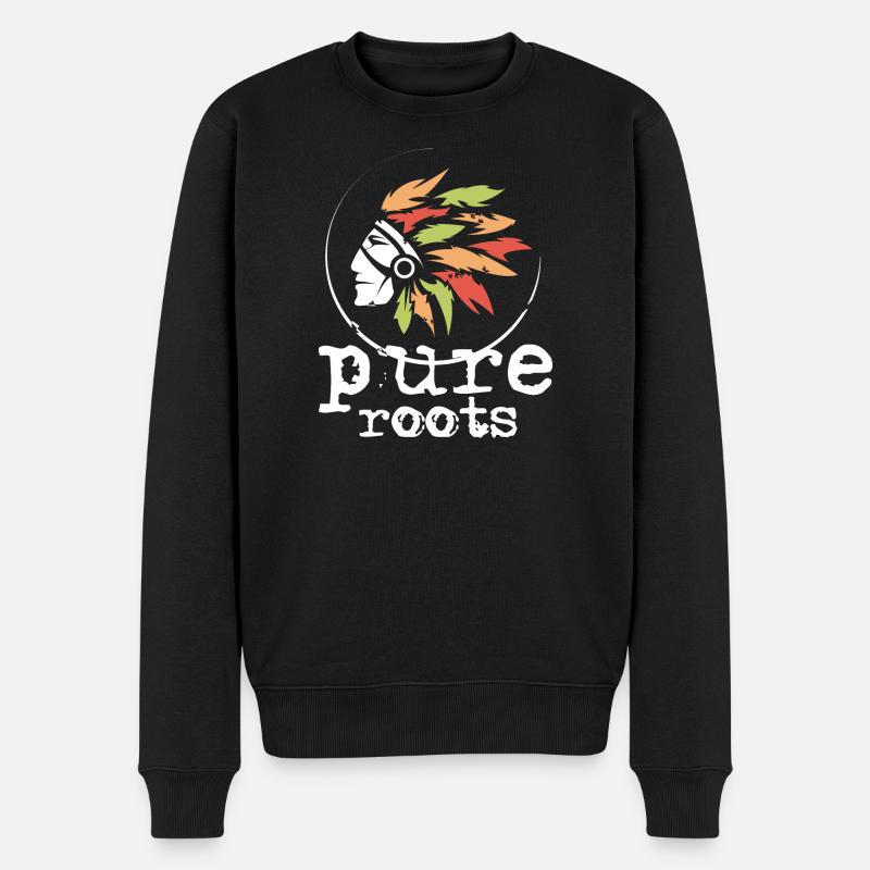 Indianer bunte Federn Häuptling Wurzeln Symbol - Männer Premium Bio Pullover - Schwarz