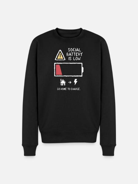 Social Battery - Männer Premium Bio Pullover - Schwarz