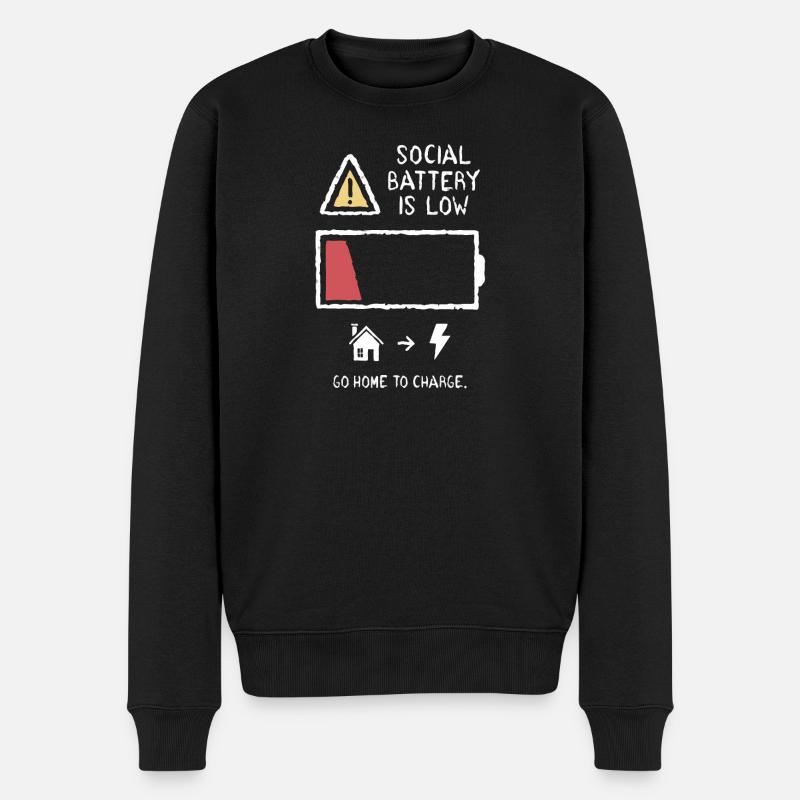 Social Battery - Männer Premium Bio Pullover - Schwarz