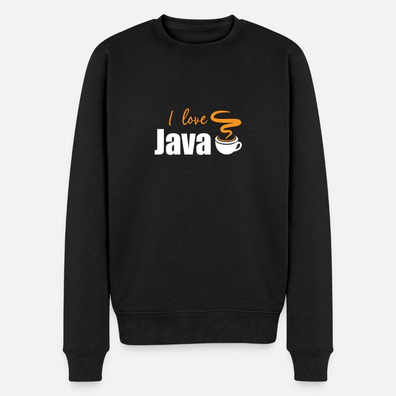 Ich liebe Java - Männer Premium Bio Pullover - Schwarz
