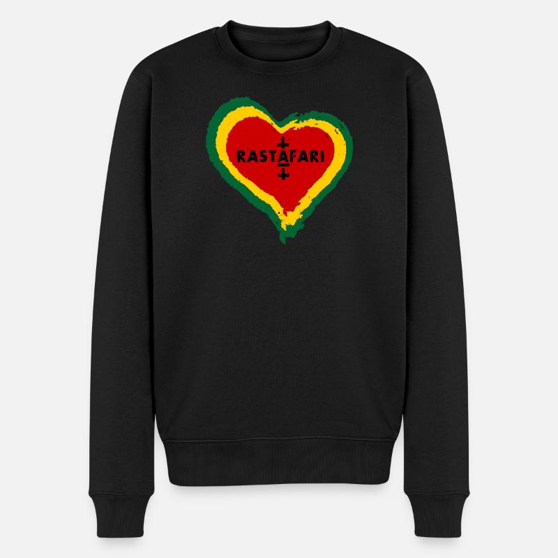 Cœur d’amour avec symbolisme rastafari - Pull Premium bio Homme - noir