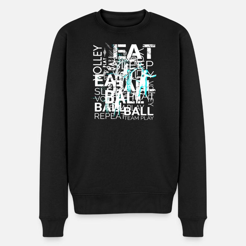 Volleyball Text Art - Männer Premium Bio Pullover - Schwarz