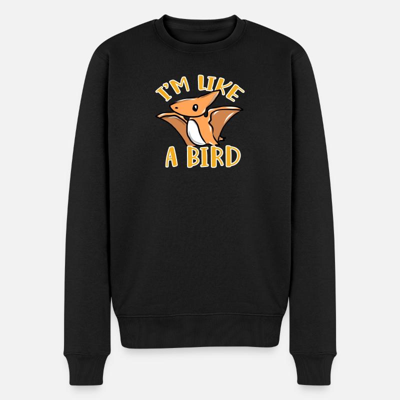 Dinosaurier Vogel - Männer Premium Bio Pullover - Schwarz