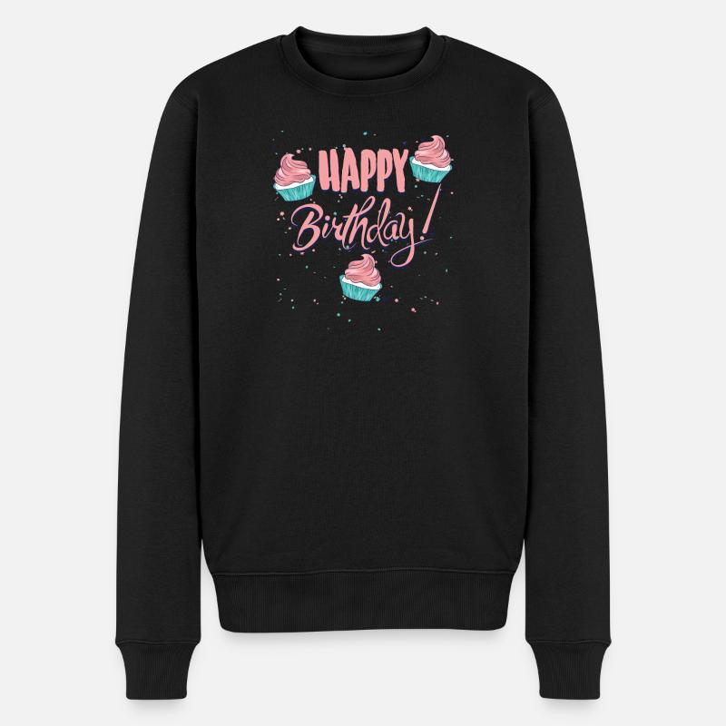 Happy Birthday mit Cupcakes - Männer Premium Bio Pullover - Schwarz