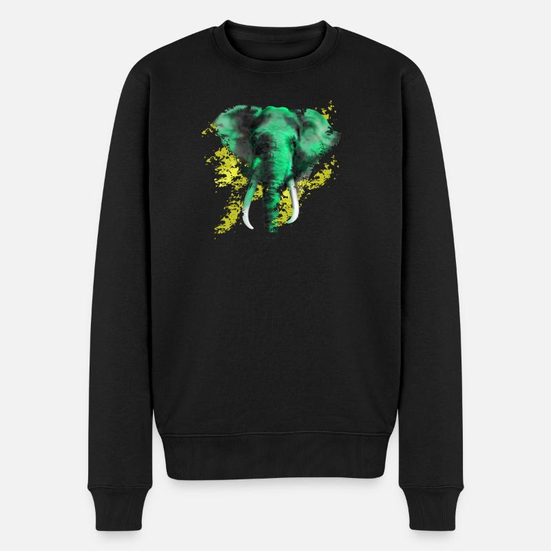 Elefant - Männer Premium Bio Pullover - Schwarz