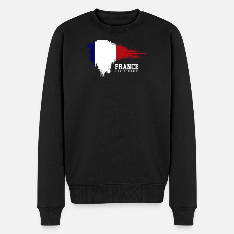 Frankreich Flagge Brush Pride - Männer Premium Bio Pullover - Schwarz