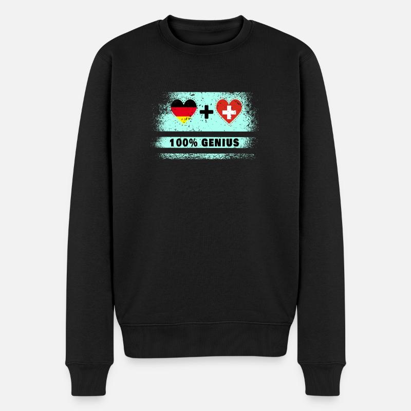 Deutschland und Schweiz 100% genial / Geschenk - Männer Premium Bio Pullover - Schwarz