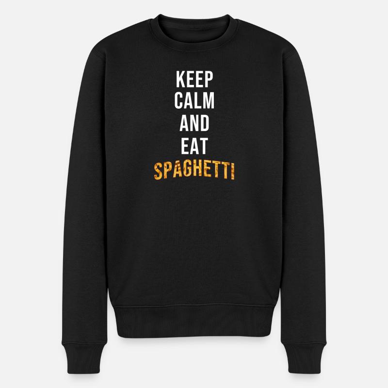 Keep Calm Eat Spaghetti - Männer Premium Bio Pullover - Schwarz