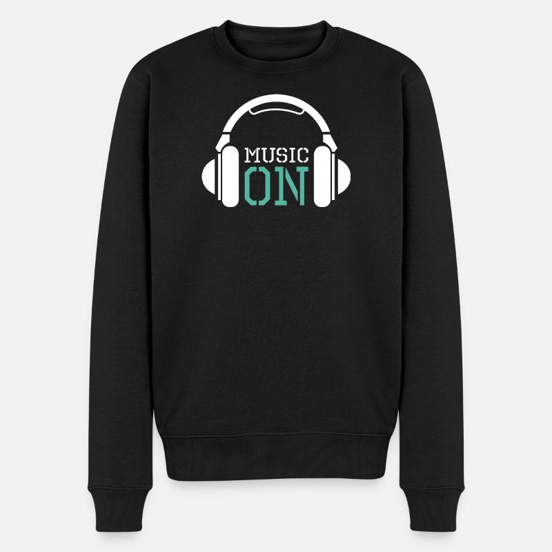 Kopfhörer Musik Liebe DJ Techno Hip Hop Logo icon - Männer Premium Bio Pullover - Schwarz