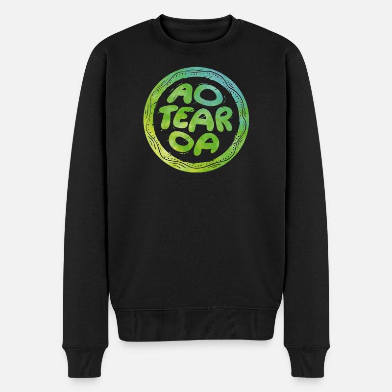 Schriftzug Aotearoa - Männer Premium Bio Pullover - Schwarz