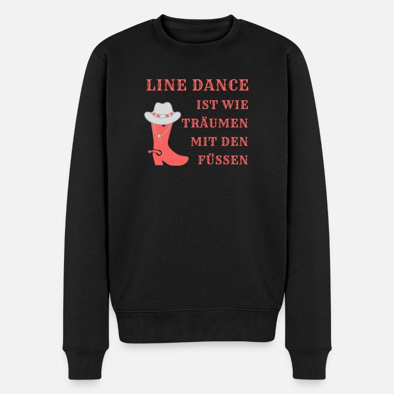 Motto: Line Dance ist wie Träumen mit den Füßen - Männer Premium Bio Pullover - Schwarz