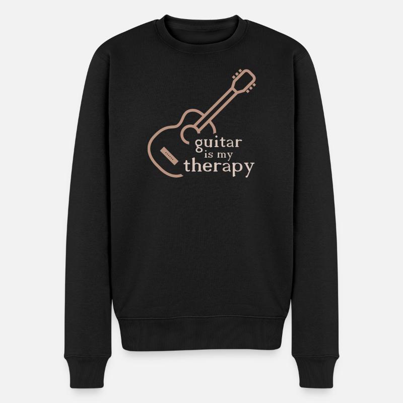 Gitarre Therapie lustig Sprüche Symbol Klassik - Männer Premium Bio Pullover - Schwarz