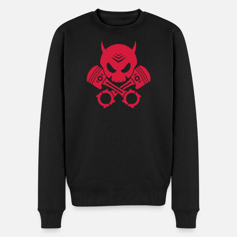 teufel schädel kolben - Männer Premium Bio Pullover - Schwarz