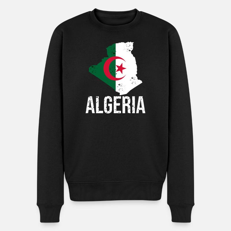 Algerische Flagge im Karten-Design - Männer Premium Bio Pullover - Schwarz