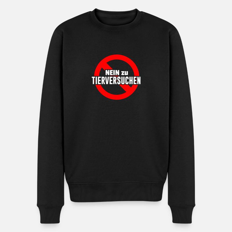 Nein zu Tierversuchen - Männer Premium Bio Pullover - Schwarz