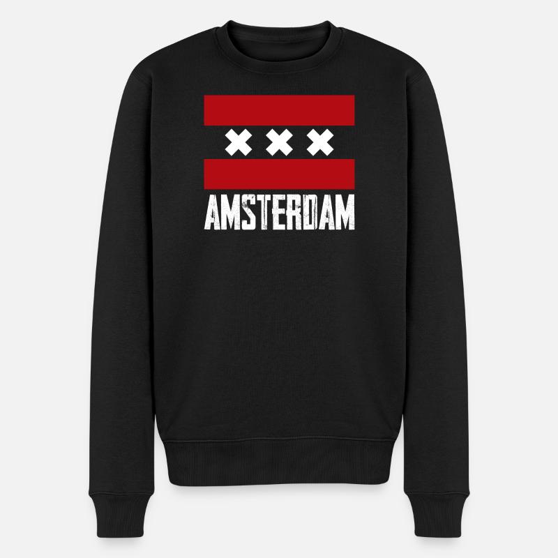 Emblème à rayures X d’Amsterdam - Pull Premium bio Homme - noir