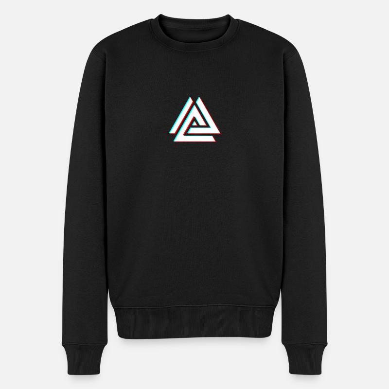 Geometrische Dreiecksneon 3D - Männer Premium Bio Pullover - Schwarz