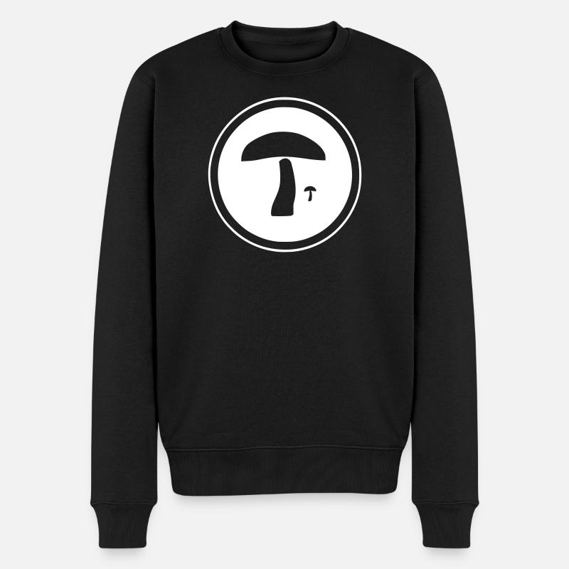 zwei Pilze in Kreis - Männer Premium Bio Pullover - Schwarz