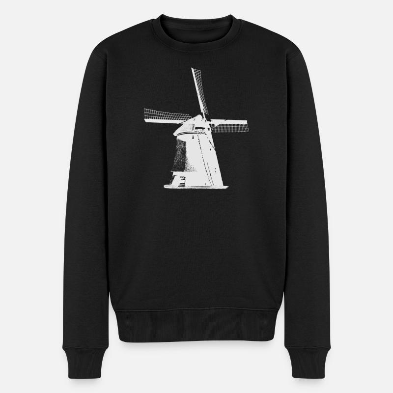 Moulin à vent Pays-Bas - Pull Premium bio Homme - noir