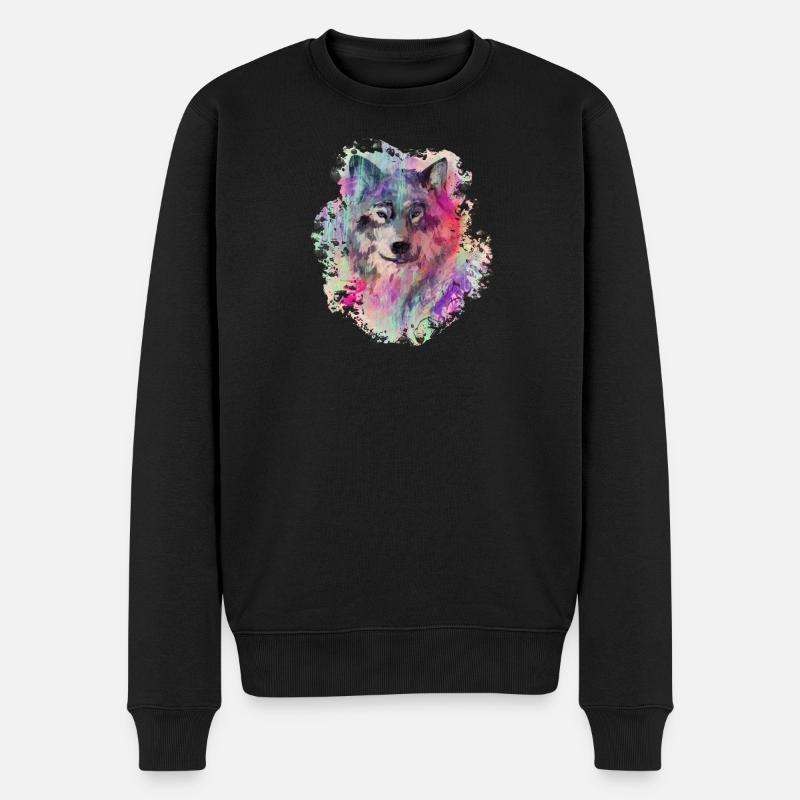 Wolf im Norden Colour version - Männer Premium Bio Pullover - Schwarz