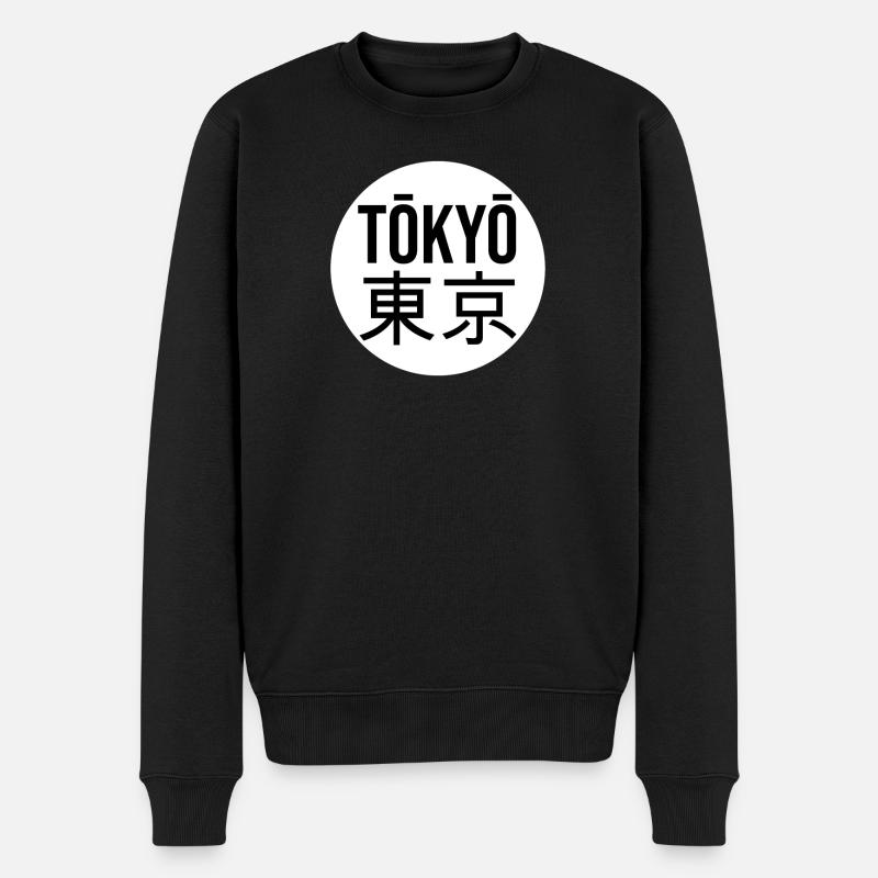Tokyo Typo Kreis - Männer Premium Bio Pullover - Schwarz