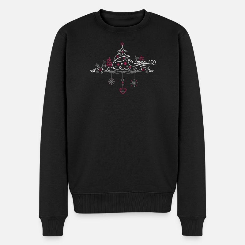 Weihnachten. Weihnachtsbaum Dekoration - Männer Premium Bio Pullover - Schwarz