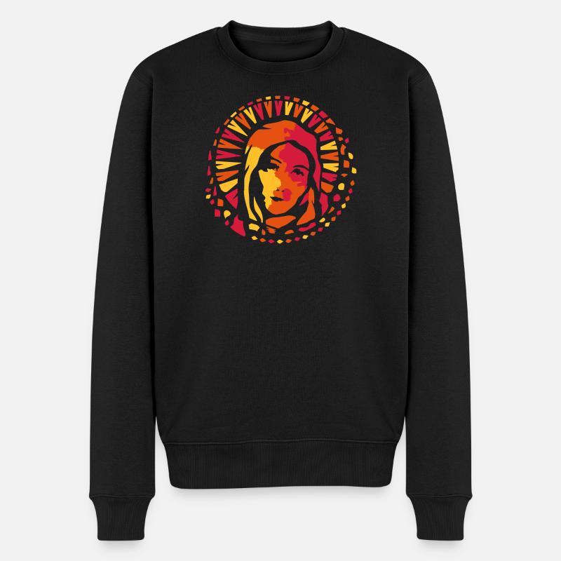 Kirchenfenster Stil Maria Mutter Gottes - Männer Premium Bio Pullover - Schwarz