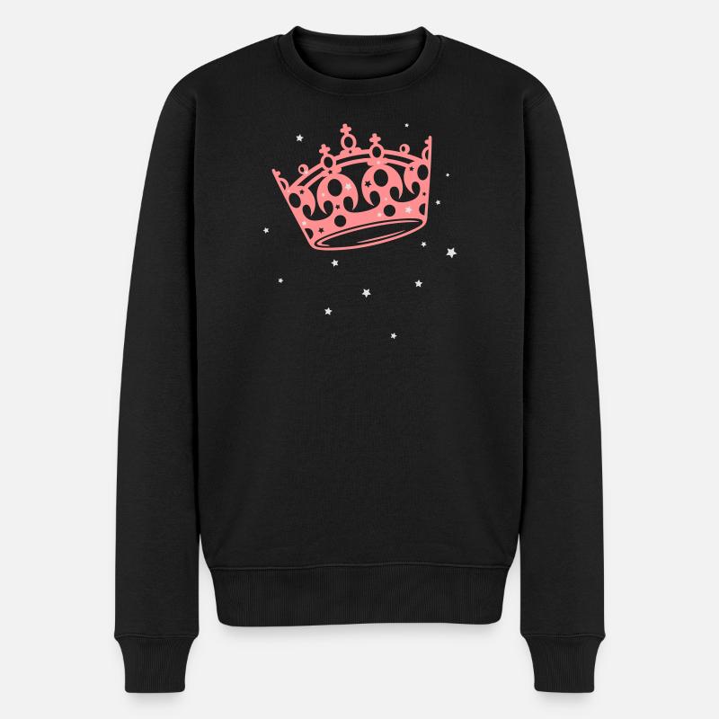Krone Prinzessin Königin - Männer Premium Bio Pullover - Schwarz