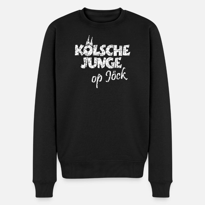 Kölsche Junge Op Jöck Kölsch Köln - Männer Premium Bio Pullover - Schwarz