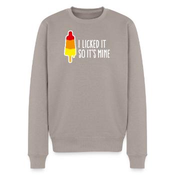 I licked it so it's mine licking popsicle ice - Men's Premium Organic Jumper - taupe - Front - Nico (187cm)