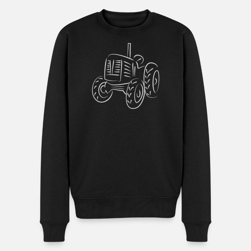 Traktor Zeichnung - Männer Premium Bio Pullover - Schwarz