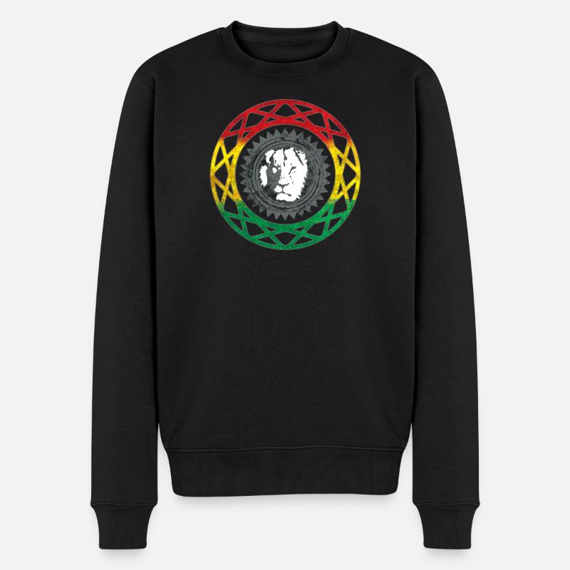 Visage de lion dans le style mandala rasta - Pull Premium bio Homme - noir