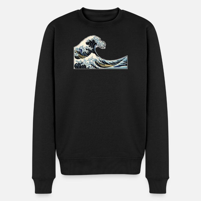 The Wave | Die Welle | Katsushika Hokusai - Männer Premium Bio Pullover - Schwarz