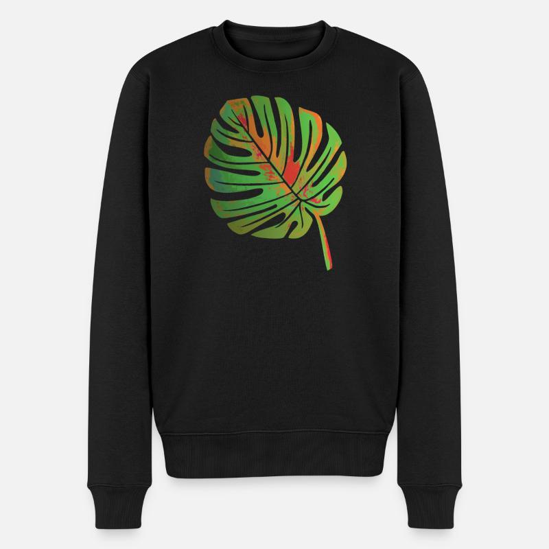 Monstera Blatt - Männer Premium Bio Pullover - Schwarz