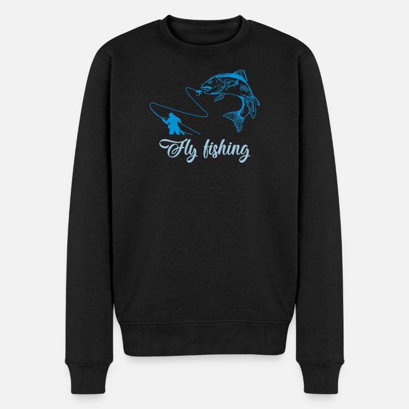 Fliegenfischen Fisch - Männer Premium Bio Pullover - Schwarz
