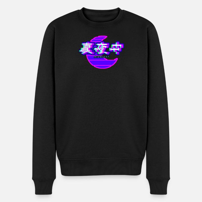 Moon Midnight Kanji Glitch - Pull Premium bio Homme - noir
