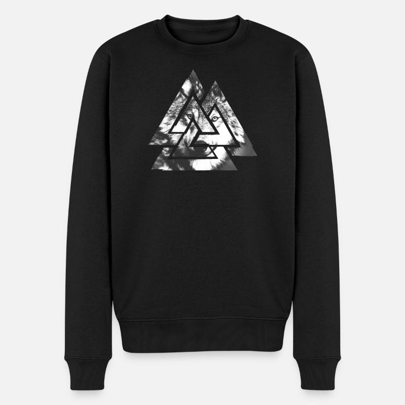 Valknut, symbole d’Odin - Avec Wolf - Pull Premium bio Homme - noir