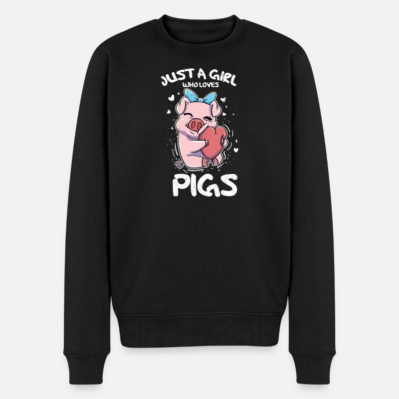 Schweinchen Schwein - Männer Premium Bio Pullover - Schwarz
