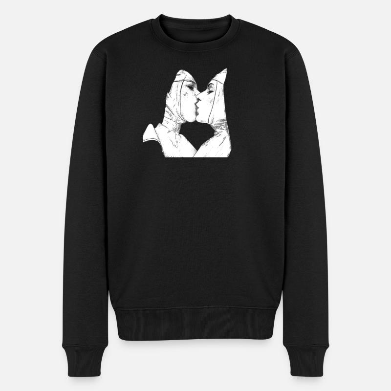 Kuss im Ordenskleid: Zarte Bindung - Männer Premium Bio Pullover - Schwarz