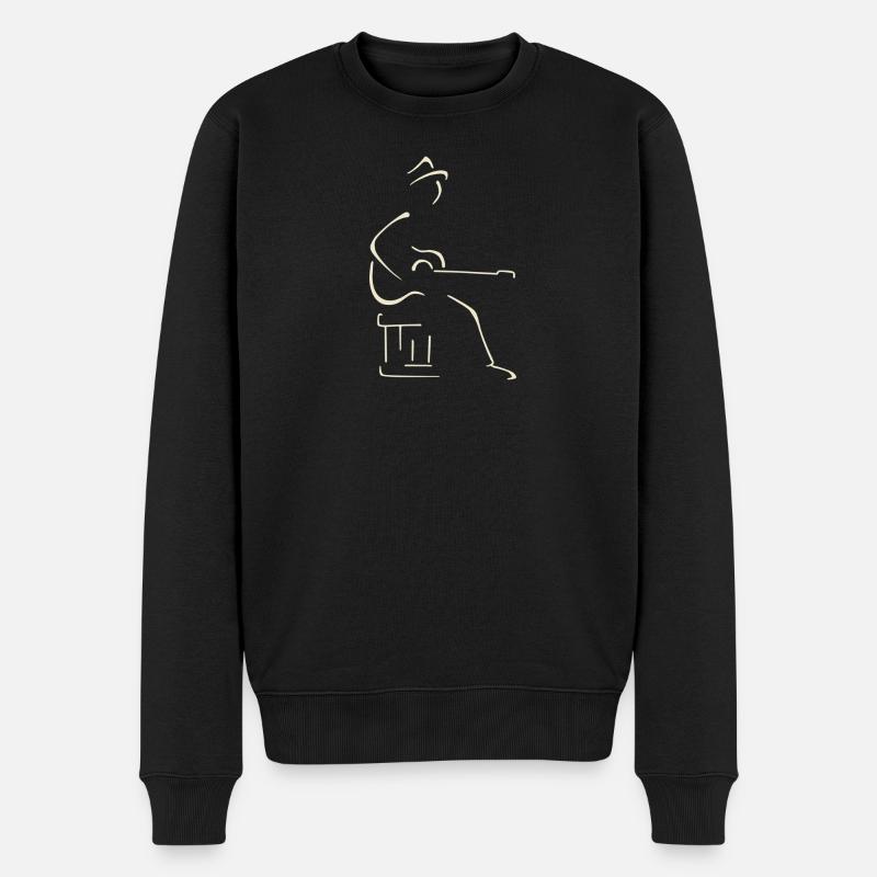 Blues-Gitarrist - Männer Premium Bio Pullover - Schwarz