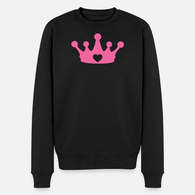 Rosa Prinzessinnenherzkrone - Männer Premium Bio Pullover - Schwarz