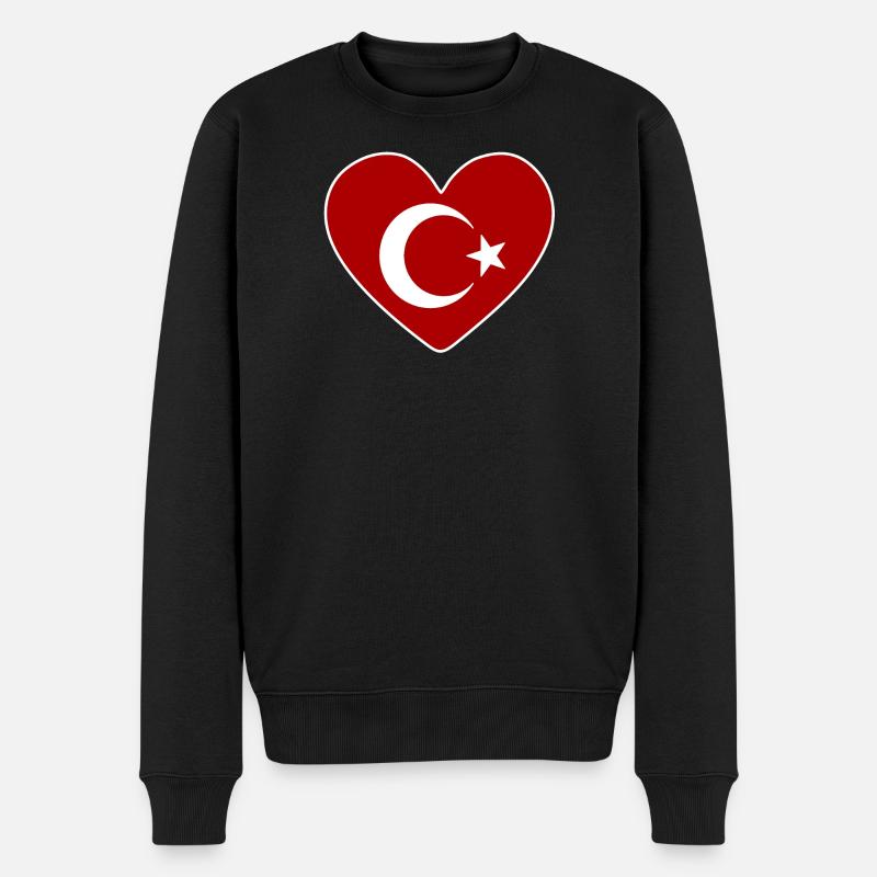 Coeur comme drapeau turc - Pull Premium bio Homme - noir