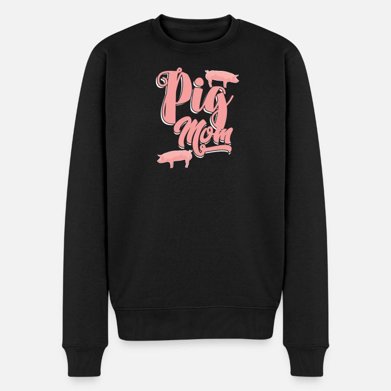 Schwein - Schwein Mama - Männer Premium Bio Pullover - Schwarz