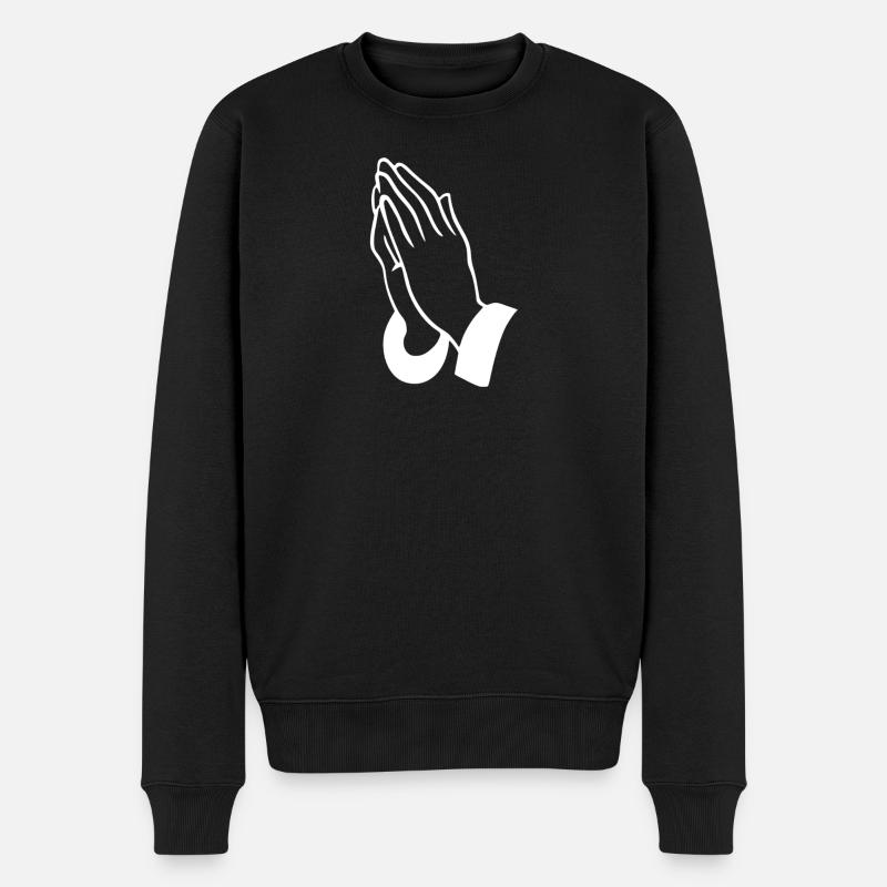 Art lineal des mains de prière - Pull Premium bio Homme - noir