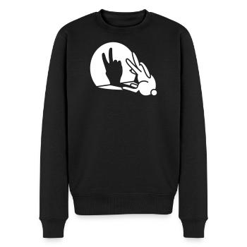 Lustiges Kaninchenhasenschattenhand-Siegesfrieden-V-Zeichen - Männer Premium Bio Pullover - Schwarz - Vorne - Nico (187cm)