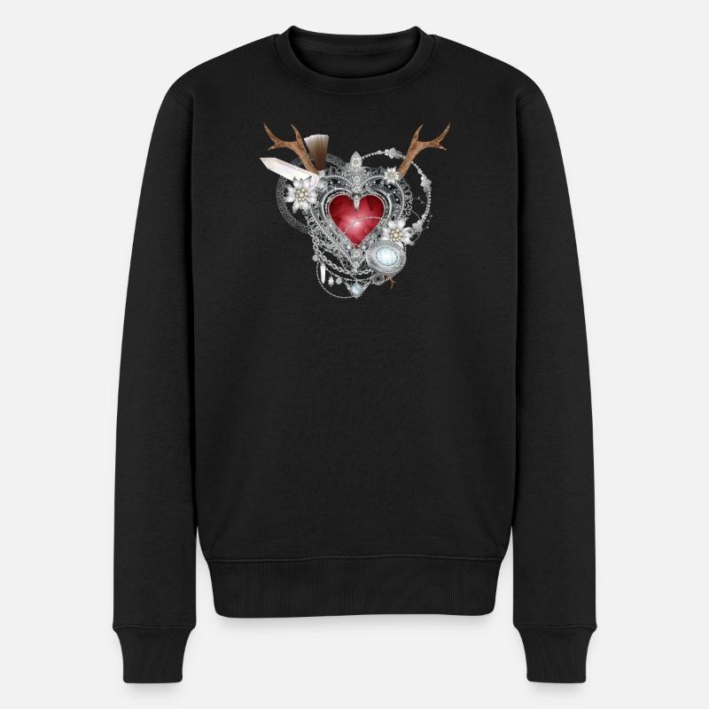 Extravaganter bayerischer Trachtenschmuck - Männer Premium Bio Pullover - Schwarz