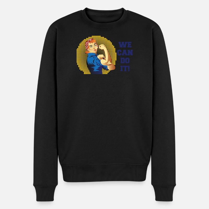 Rosie Kraft: We Can Do It Halftone - Männer Premium Bio Pullover - Schwarz