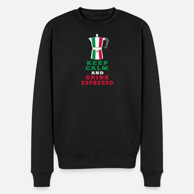 Keep Calm and Drink Espresso Design / Geschenkidee - Männer Premium Bio Pullover - Schwarz