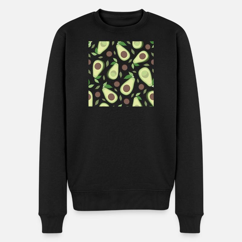 Aubergine und Avocado Muster - Männer Premium Bio Pullover - Schwarz