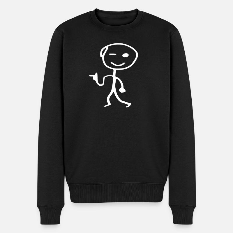Hipster Strichmännchen - Männer Premium Bio Pullover - Schwarz